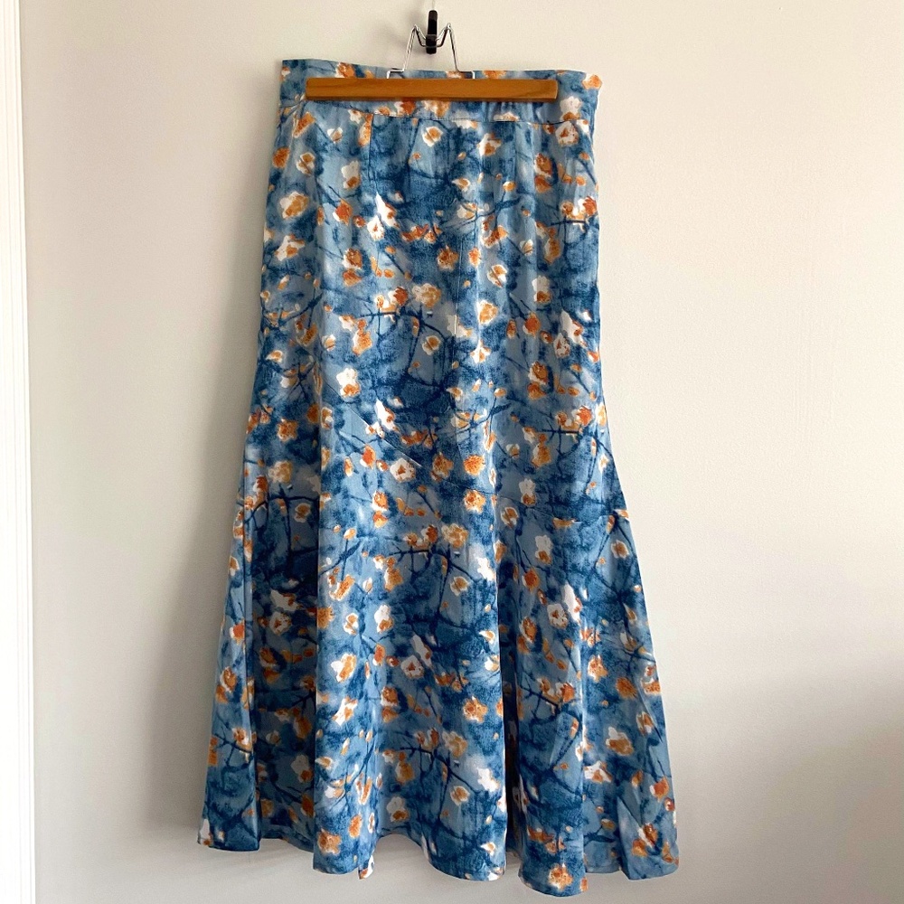 CITIAN ASYMMETRIC FIT & FLARE HIGH WAISTED FLORAL SKIRT COQUETTE COASTAL GRANDMA